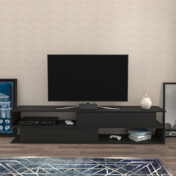 Decorotika Cortez 2 Shelf Anthracite TV Unit - Size: 40 x 160 x 35cm - Black - Wilko - thumbnail 6