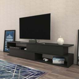 Decorotika Cortez 2 Shelf Anthracite TV Unit - Size: 40 x 160 x 35cm - Black - Wilko - thumbnail 5
