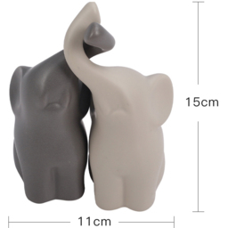 Living and Home 2 Piece Grey and Beige Ceramic Couple Elephant Ornament Set - Size: 15 x 5.5 x 5.5cm - Wilko - thumbnail 5