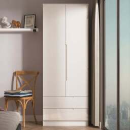 Crowndale Milan 2 Door 2 Drawer Kashmir Gloss and Kashmir Tall Wardrobe Ready Assembled - Kashmir Gloss & Kashmir - Wilko - thumbnail 1