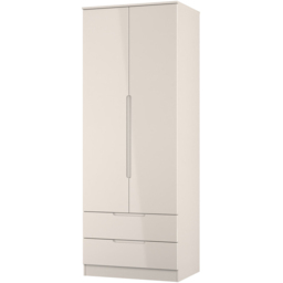 Crowndale Milan 2 Door 2 Drawer Kashmir Gloss and Kashmir Tall Wardrobe Ready Assembled - Kashmir Gloss & Kashmir - Wilko - thumbnail 3
