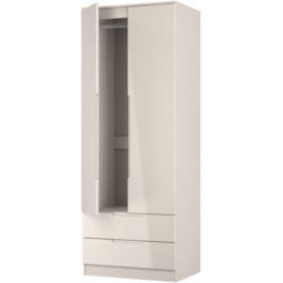 Crowndale Milan 2 Door 2 Drawer Kashmir Gloss and Kashmir Tall Wardrobe Ready Assembled - Kashmir Gloss & Kashmir - Wilko - thumbnail 6