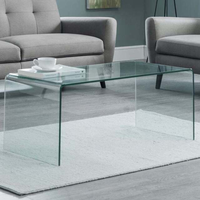 Julian Bowen Amalfi Bent Glass Coffee Table - Size: 50 x 100 x 43cm - Clear - Wilko - image 1