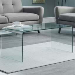 Julian Bowen Amalfi Bent Glass Coffee Table - Size: 50 x 100 x 43cm - Clear - Wilko