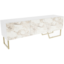 Decorotika Parla 3 Door White Marble and Gold TV Unit - Size: 50.6 x 150 x 35cm - Multi - Wilko - thumbnail 3