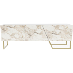Decorotika Parla 3 Door White Marble and Gold TV Unit - Size: 50.6 x 150 x 35cm - Multi - Wilko - thumbnail 4