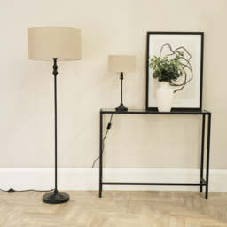 ValueLights Maggie Cream Fabric Shade Black Metal Candlestick Floor Lamp - Size: 151 x 45 x 45cm - Wilko - thumbnail 5