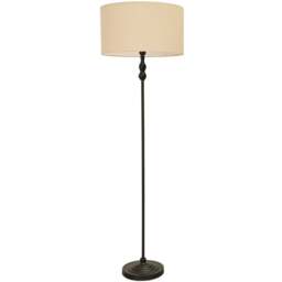 ValueLights Maggie Cream Fabric Shade Black Metal Candlestick Floor Lamp - Size: 151 x 45 x 45cm - Wilko
