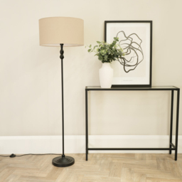 ValueLights Maggie Cream Fabric Shade Black Metal Candlestick Floor Lamp - Size: 151 x 45 x 45cm - Wilko - thumbnail 4