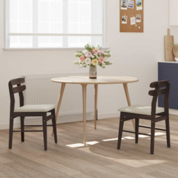 vidaXL Set of 2 Light Brown Rubberwood Rectilinear Vintage Dining Chairs - Wilko