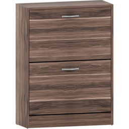 Home Vida Walnut 2-Drawer Shoe Cabinet Rack - Size: 24cm x 60 x 80cm - Brown - Wilko - thumbnail 3