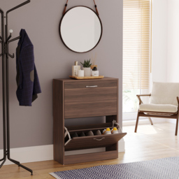 Home Vida Walnut 2-Drawer Shoe Cabinet Rack - Size: 24cm x 60 x 80cm - Brown - Wilko - thumbnail 5