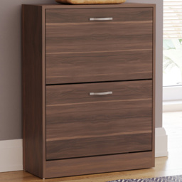 Home Vida Walnut 2-Drawer Shoe Cabinet Rack - Size: 24cm x 60 x 80cm - Brown - Wilko - thumbnail 1