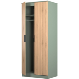 Crowndale Java 2 Door Slatt Effect and Reed Green Wardrobe - Wilko - thumbnail 6