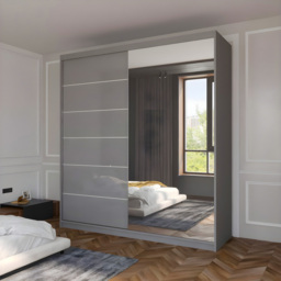 Sliding Wardrobes 4U Infinity 2 Door Grey High Gloss Mirrored Wardrobe 180cm - Wilko - thumbnail 4