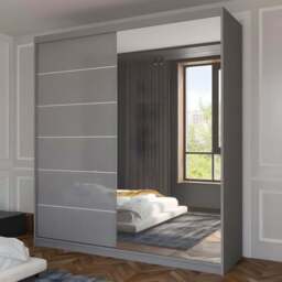 Sliding Wardrobes 4U Infinity 2 Door Grey High Gloss Mirrored Wardrobe 180cm - Wilko - thumbnail 1