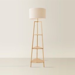 ValueLights Hiru 3 Shelf White Trim Linen Shade Floor Lamp and Bulb - Cream - Wilko - thumbnail 6