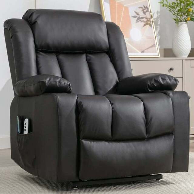 Artemis Home Sheridan Black Massage and Heat Electric Recliner Chair - Size: Single - Wilko - image 1