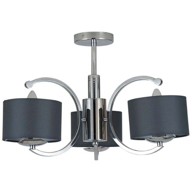 Pacific Lifestyle Arcadia 3 Arm Silver Metal Curved Semi Flush Pendant Light - Wilko - image 1