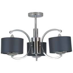 Pacific Lifestyle Arcadia 3 Arm Silver Metal Curved Semi Flush Pendant Light - Wilko