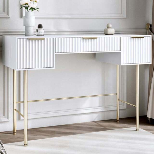 CARME Home Lara White Dressing Table - Size: 36 x 56 x 120cm - Wilko - image 1