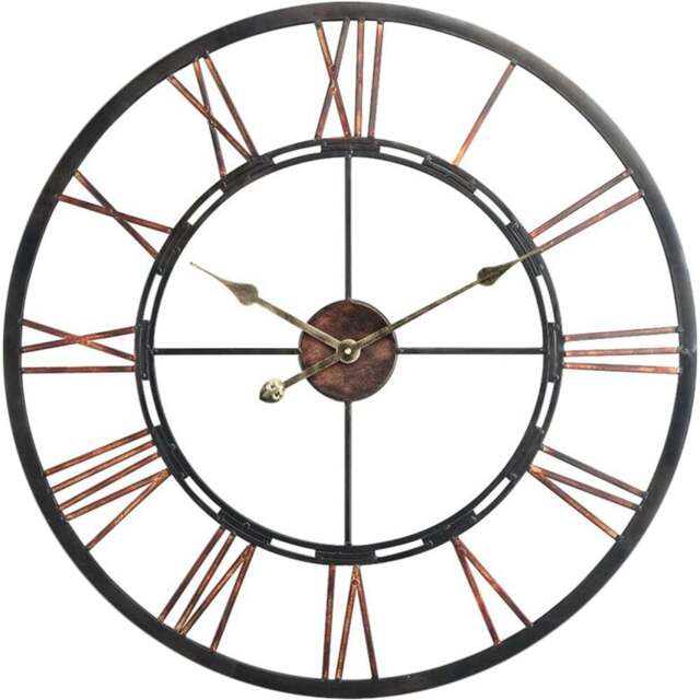 Living and Home Silent Vintage Round Wall Clock 60cm - black - Wilko - image 1