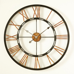 Living and Home Silent Vintage Round Wall Clock 60cm - black - Wilko - thumbnail 4