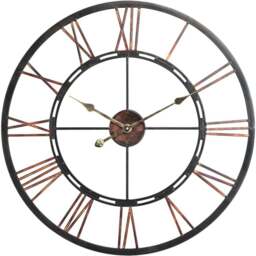 Living and Home Silent Vintage Round Wall Clock 60cm - black - Wilko - thumbnail 1