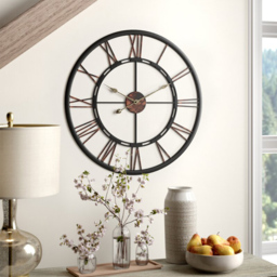Living and Home Silent Vintage Round Wall Clock 60cm - black - Wilko - thumbnail 3