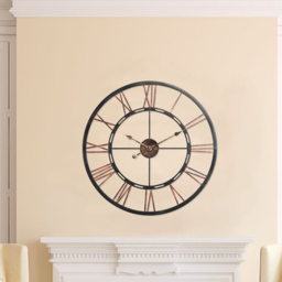 Living and Home Silent Vintage Round Wall Clock 60cm - black - Wilko - thumbnail 7