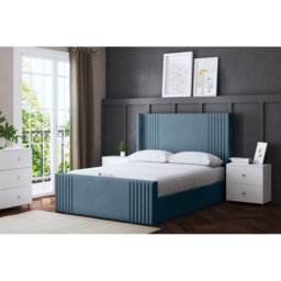 DS Living Elara King Size Blue Winged Panel Ottoman Bed with Headboard - Wilko - thumbnail 7