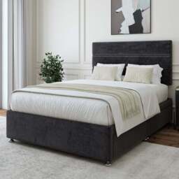 Bedmaster King Size Black Naples Velvet 4 Drawers Divan Base - Wilko - thumbnail 1