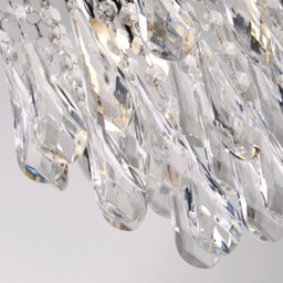 Lighting Collection 3 Light Chrome with Clear Acrylic Drops Flush Ceiling Light - Size: 53 x 25 x 25cm - Silver - Wilko - thumbnail 5