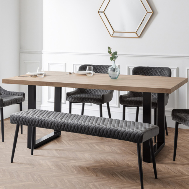 Julian Bowen Berwick 6 Seater Dining Table Rustic Oak - Black - Wilko - image 1