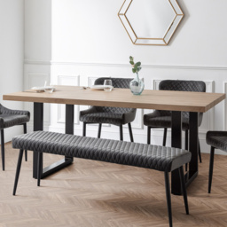 Julian Bowen Berwick 6 Seater Dining Table Rustic Oak - Black - Wilko - thumbnail 1