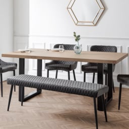 Julian Bowen Berwick 6 Seater Dining Table Rustic Oak - Black - Wilko