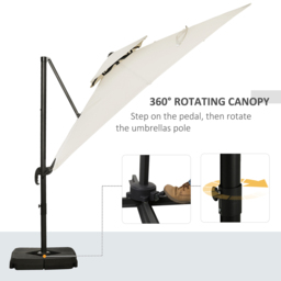 Outsunny Beige Crank and Tilt Cantilever Parasol with Base 3m - Cream - Wilko - thumbnail 6