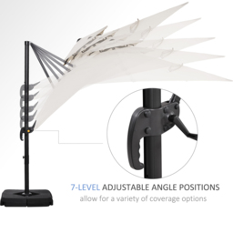 Outsunny Beige Crank and Tilt Cantilever Parasol with Base 3m - Cream - Wilko - thumbnail 5