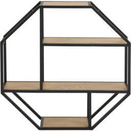 Florence Seaford 3 Shelf Oak and Black Octagonal Metal Wall Shelf - Furniture To Go - Wilko - thumbnail 4