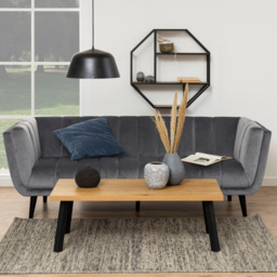 Florence Seaford 3 Shelf Oak and Black Octagonal Metal Wall Shelf - Furniture To Go - Wilko - thumbnail 3