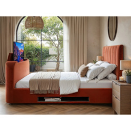 Flair Megane King Size Burnt Orange Velvet Side Lift TV Ottoman Bed - Wilko - thumbnail 7