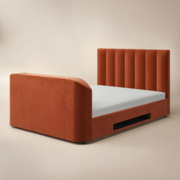 Flair Megane King Size Burnt Orange Velvet Side Lift TV Ottoman Bed - Wilko - thumbnail 3