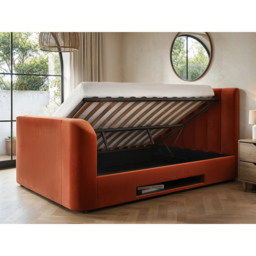 Flair Megane King Size Burnt Orange Velvet Side Lift TV Ottoman Bed - Wilko - thumbnail 6