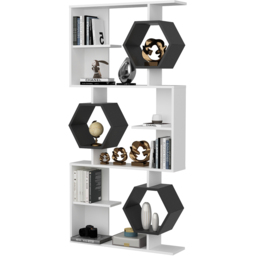 Decorotika Darla 9 Shelf White and Anthracite Geometric Bookcase - Size: 171 x 90 x 24.6cm - Multi - Wilko - thumbnail 5