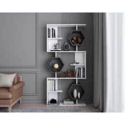Decorotika Darla 9 Shelf White and Anthracite Geometric Bookcase - Size: 171 x 90 x 24.6cm - Multi - Wilko - thumbnail 6