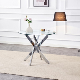 Kosy Koala 4 Seater Glass Round Dining Set Green Velvet - Multi - Wilko - thumbnail 5