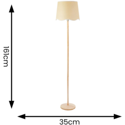 ValueLights Triston Scallop White Edge Shade Light Wood LED Floor Lamp - Cream - Wilko - thumbnail 7