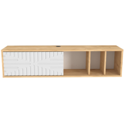 Decorotika Single Door 3 Shelf Sapphire Oak and White Floating TV Unit - Size: 29.5 x 140 x 29.5cm - Multi - Wilko - thumbnail 4