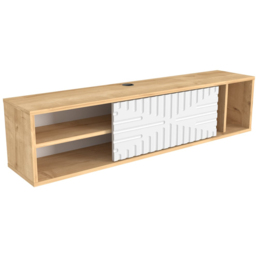 Decorotika Single Door 3 Shelf Sapphire Oak and White Floating TV Unit - Size: 29.5 x 140 x 29.5cm - Multi - Wilko - thumbnail 3