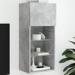 vidaXL Single Door 3 Shelf Concrete Grey Wall Mounted TV Cabinet with RGB LED Lights - Size: 90 x 40.5 x 30cm - Wilko - thumbnail 1